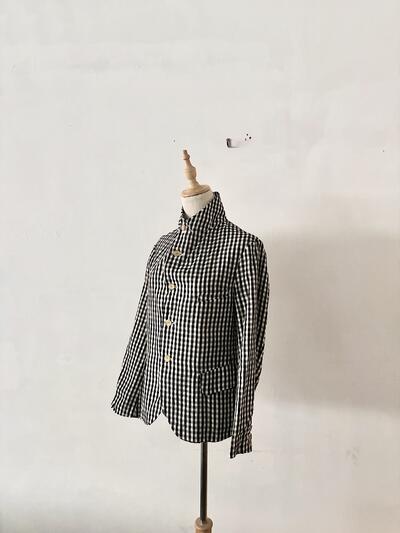 【美品】R&D.M.Co- オールドマンズテーラー ギンガムチェック ジャケット 綿絹 画像3