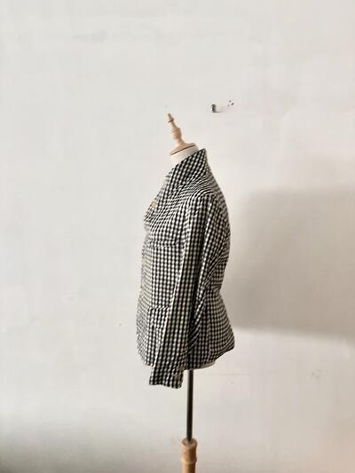 【美品】R&D.M.Co- オールドマンズテーラー ギンガムチェック ジャケット 綿絹 画像4