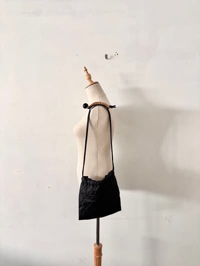 【未使用】Takayo Katayama 巾着 ショルダーバッグ キルティング ブラック 画像1