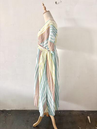 【美品】ヌキテパ ne Quittez pas ストライプワンピース マルチカラー コットン M 画像4