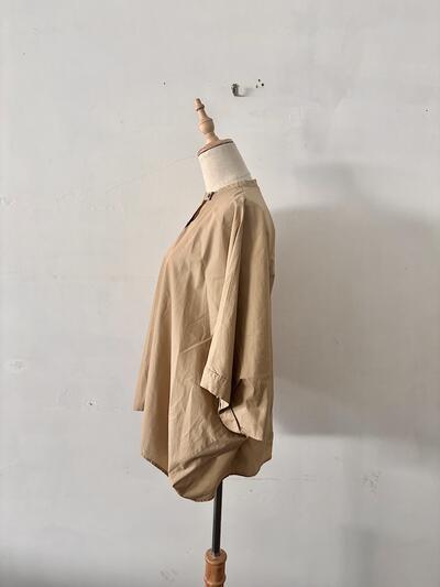 【美品】mizuiro ind ミズイロインド バンドカラー ワイドシャツ ベージュ　 画像5