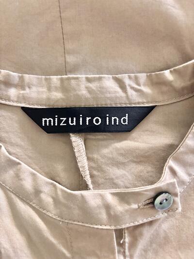 【美品】mizuiro ind ミズイロインド バンドカラー ワイドシャツ ベージュ　 画像7