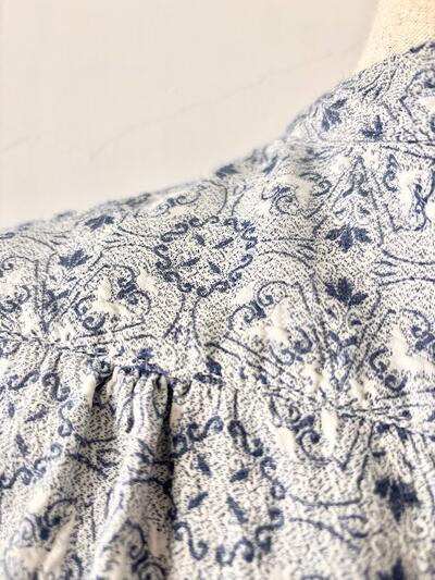 【美品】OUTIL ウティ CHEMISIER CORSIER 総柄シャツ インディゴ・白 0 画像3