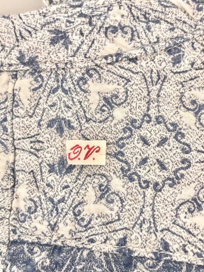 【美品】OUTIL ウティ CHEMISIER CORSIER 総柄シャツ インディゴ・白 0 画像8