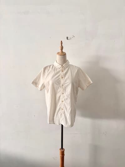 パラスパレス Pal'las Palace 綿麻 半袖シャツ ブラウス キナリ サイズ3 画像1