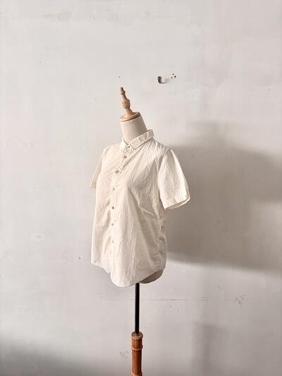 パラスパレス Pal'las Palace 綿麻 半袖シャツ ブラウス キナリ サイズ3 画像4