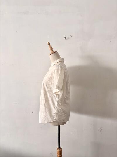 パラスパレス Pal'las Palace 綿麻 半袖シャツ ブラウス キナリ サイズ3 画像5