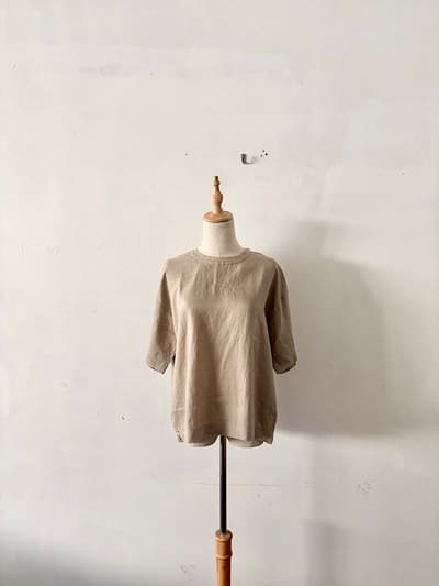 LE GLAZIK ル グラジック リネン100% プルオーバー シャツ 36 ベージュ 画像1