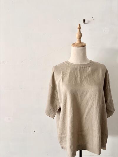 LE GLAZIK ル グラジック リネン100% プルオーバー シャツ 36 ベージュ 画像3