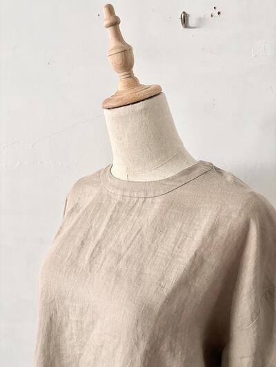 LE GLAZIK ル グラジック リネン100% プルオーバー シャツ 36 ベージュ 画像4