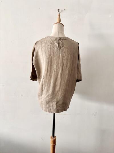 LE GLAZIK ル グラジック リネン100% プルオーバー シャツ 36 ベージュ 画像8