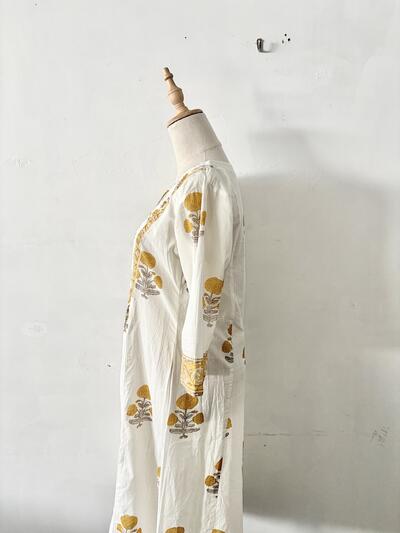 【美品】AINA ブロックプリント　カディコットンワンピース 画像7