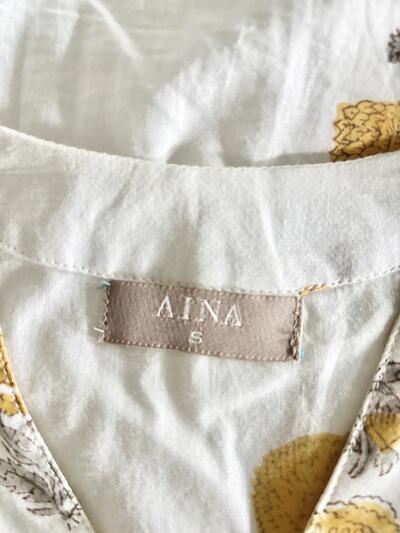 【美品】AINA ブロックプリント　カディコットンワンピース 画像10