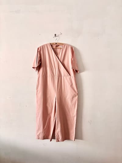 【美品】CHECK&STRIPE THE HANDWORKS カシュクール オールインワン 綿100% 画像1