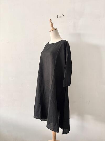 【未使用タグ付】TOUJOURS トゥジュー リネンシルク フレアワンピース F  画像3