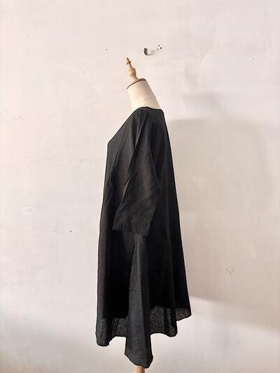 【未使用タグ付】TOUJOURS トゥジュー リネンシルク フレアワンピース F  画像4