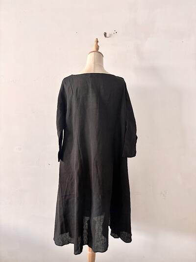 【未使用タグ付】TOUJOURS トゥジュー リネンシルク フレアワンピース F  画像5