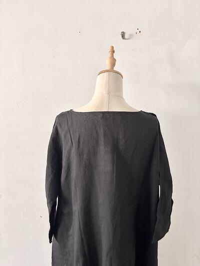 【未使用タグ付】TOUJOURS トゥジュー リネンシルク フレアワンピース F  画像6