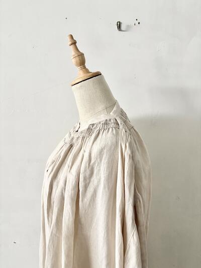 【美品】LISETTE リゼッタ スモッキング刺繍 リネンワンピース アイボリー　デボラ　 画像6