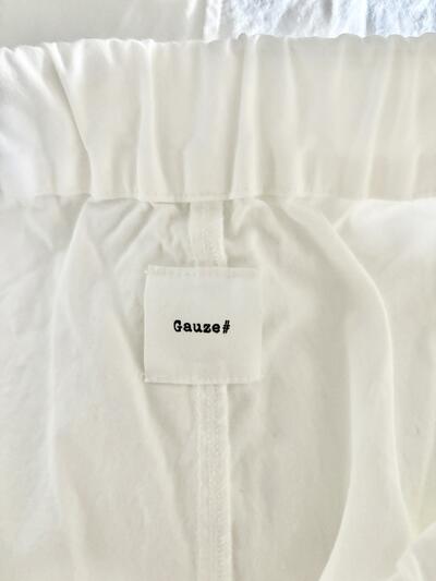 【美品】Gauze# ガーゼ コットン ワイドパンツ ホワイト F 日本製 画像6