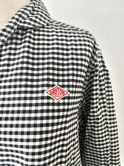 【美品】DANTON ダントン 丸襟プルオーバーシャツ ギンガムチェック 36 画像3