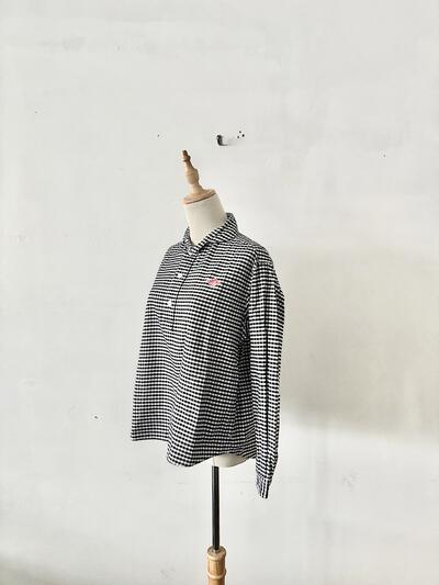 【美品】DANTON ダントン 丸襟プルオーバーシャツ ギンガムチェック 36 画像4