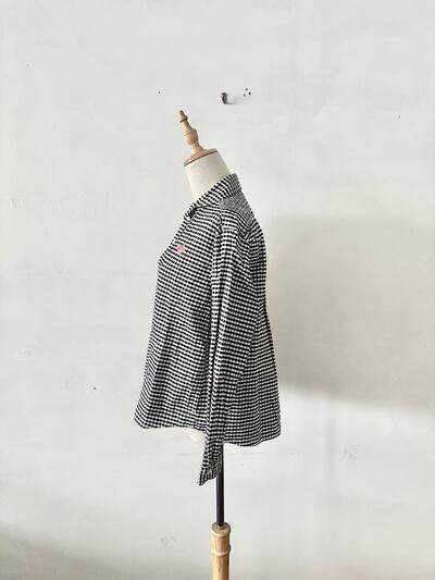 【美品】DANTON ダントン 丸襟プルオーバーシャツ ギンガムチェック 36 画像5