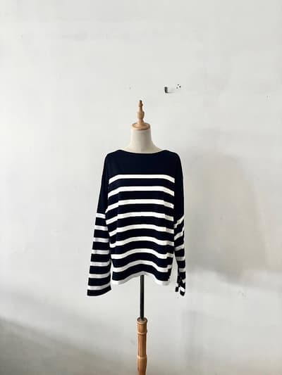 【美品】JOHNBULL ジョンブル バスクボーダーカットソー ブラック M 画像1
