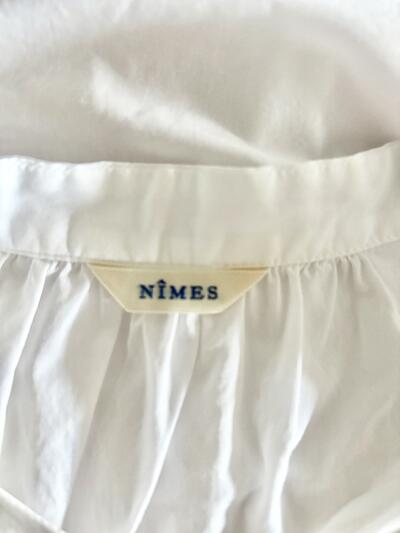 【美品】NÎMES ニーム スタンドカラー ブラウス ホワイト 綿100% 画像6