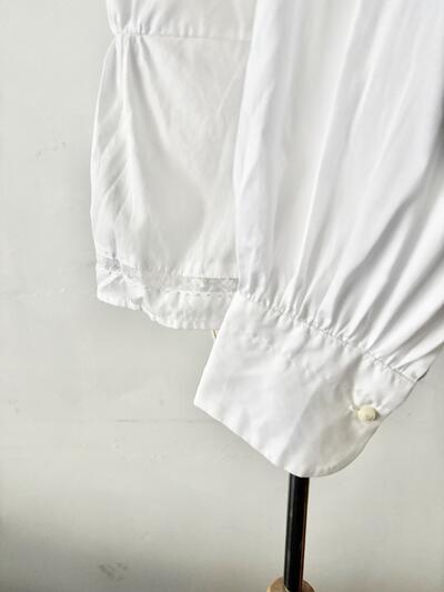 【美品】マリンフランセーズ　ウエストギャザー ブラウス レース ホワイト 綿100% 画像5