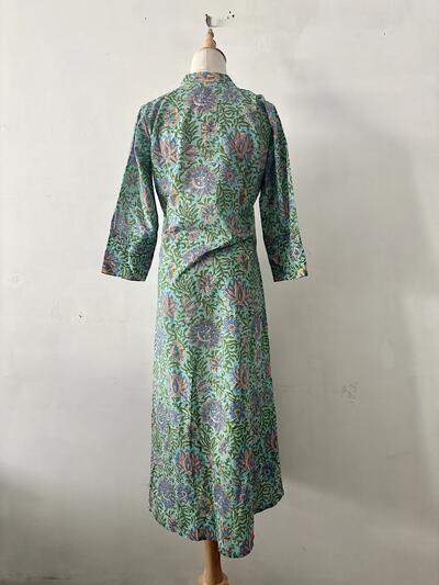 【美品】AINA エキゾチック花柄 ロングワンピース モスグリーン Sサイズ 画像7