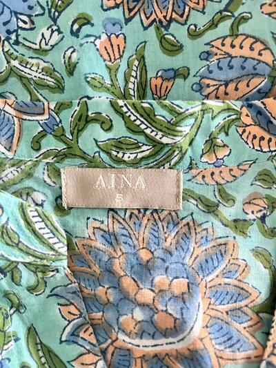 【美品】AINA エキゾチック花柄 ロングワンピース モスグリーン Sサイズ 画像8