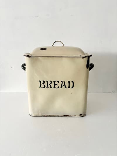 【英アンティーク 】ホーロー ブレッド缶 BREAD 蓋付き ヴィンテージ 米びつ 収納 画像1