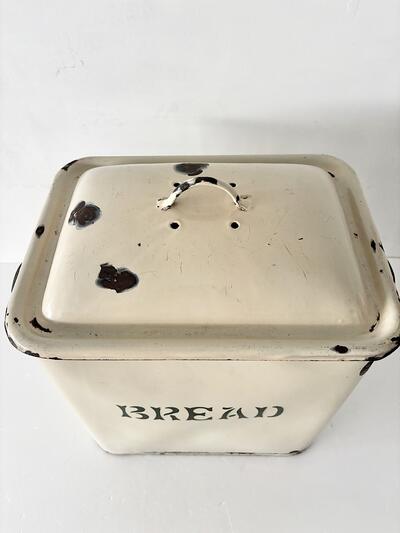 【英アンティーク 】ホーロー ブレッド缶 BREAD 蓋付き ヴィンテージ 米びつ 収納 画像4