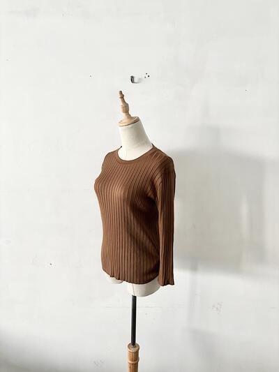 L'Appartement アパルトモン シルク混 リブニット ブラウン  画像3