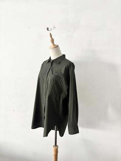 【美品】スピック＆スパン コットン100% オーバーサイズシャツ モスグリーン 画像3