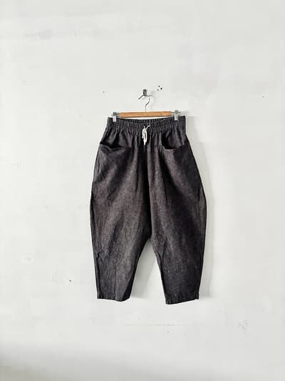 atelier naruse アトリエナルセ コットンリネン サルエルパンツ サイズ1 グレーブラック 画像1