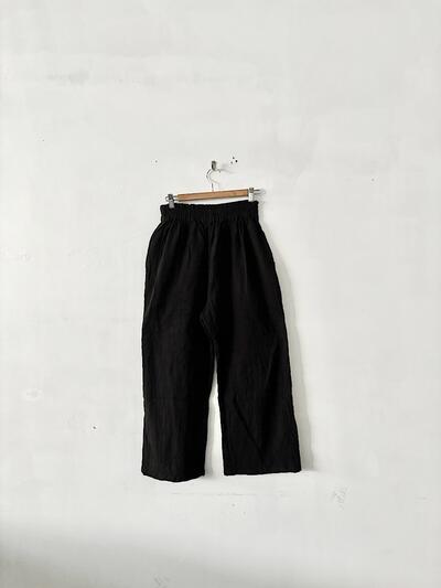 ヂェン先生の日常着 クロップドパンツ ワイドパンツ ブラック M 台湾 画像3
