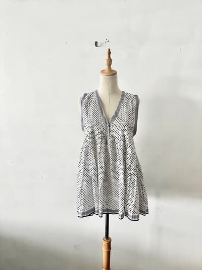 【美品】maison de soil メゾンドソイル ドット チュニック ブラウス F 白 画像1