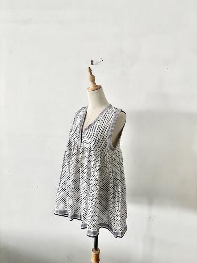 【美品】maison de soil メゾンドソイル ドット チュニック ブラウス F 白 画像5