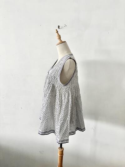 【美品】maison de soil メゾンドソイル ドット チュニック ブラウス F 白 画像6
