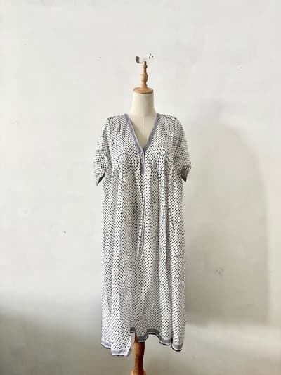 【美品】maison de soil メゾンドソイル ドット ロングワンピース F 白 画像1