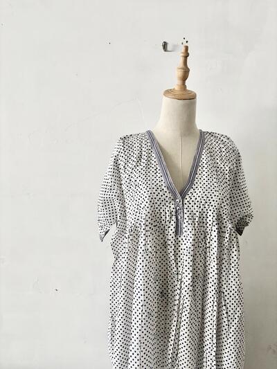 【美品】maison de soil メゾンドソイル ドット ロングワンピース F 白 画像2