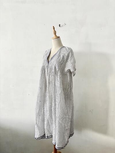 【美品】maison de soil メゾンドソイル ドット ロングワンピース F 白 画像4