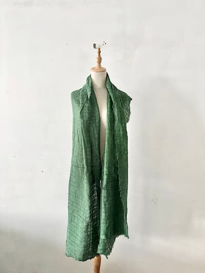 【美品】Lisette リゼッタ リネン100% 大判ストール グリーン 画像1