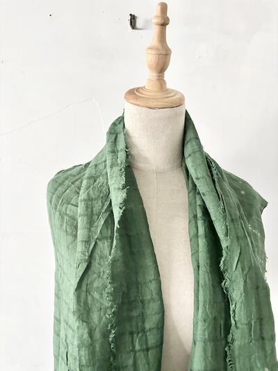 【美品】Lisette リゼッタ リネン100% 大判ストール グリーン 画像2