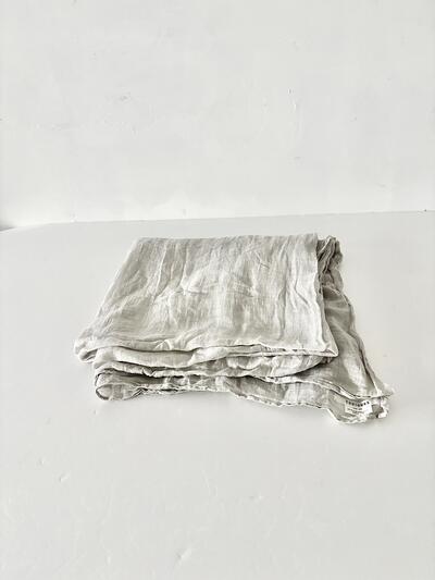 【美品】TOUJOURS トゥジュー リネン100% 大判ストール 淡グレー 画像2