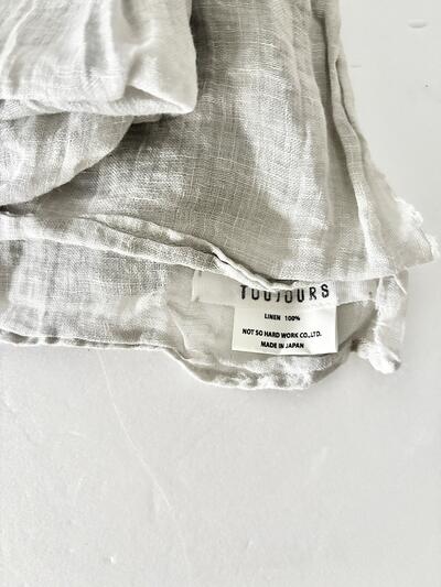 【美品】TOUJOURS トゥジュー リネン100% 大判ストール 淡グレー 画像3