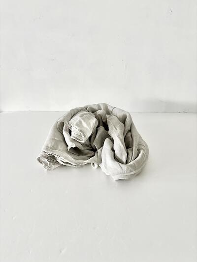 【美品】TOUJOURS トゥジュー リネン100% 大判ストール 淡グレー 画像4