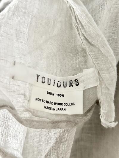 【美品】TOUJOURS トゥジュー リネン100% 大判ストール 淡グレー 画像8